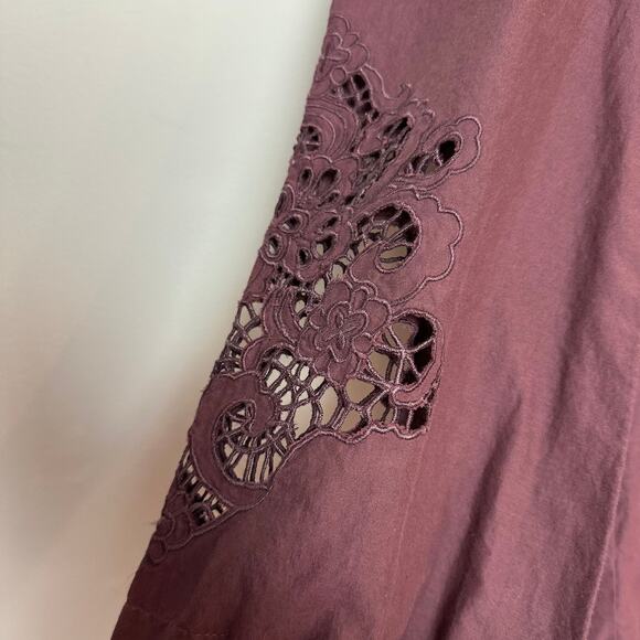 St. Roche Clair Top in Rasin Plum Purple Peasant Long Sleeve High Neck 4 - Picture 7 of 9